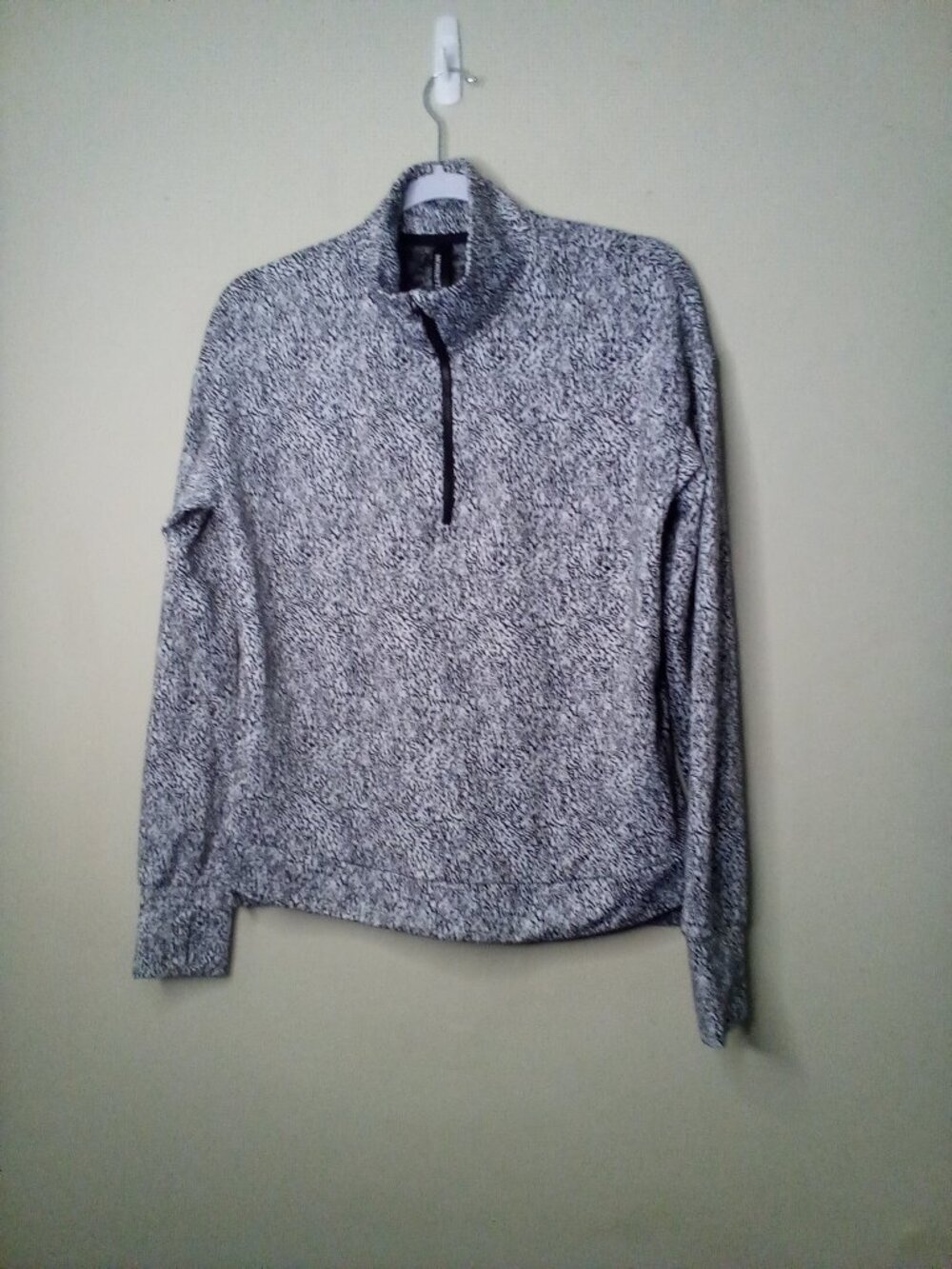 Mondetta Shirt Women S Long Sleeve Pullover 1/4 Zip Animal Print Black White